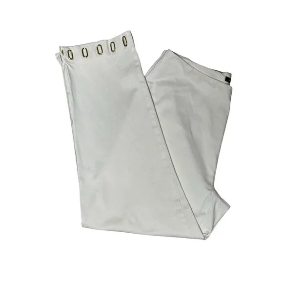 Jones New York Signature Dress Pants Size 4 White Stretch Keyhole Bottom Detail - Picture 5 of 11